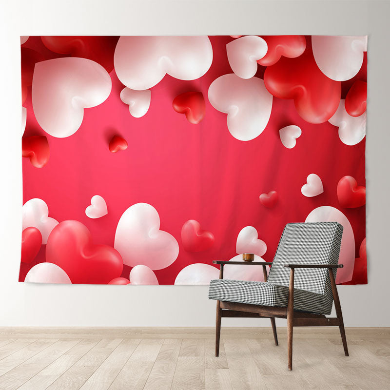 Aperturee - Pink White Balloons Curtain Valentines Backdrop