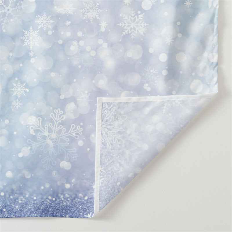 Aperturee - Purle Blue Snowflake White Winter Bokeh Backdrop