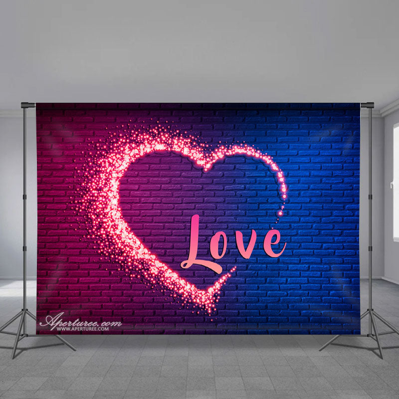 Aperturee - Purple Blue Love Sparkle Valentines Photo Backdrop