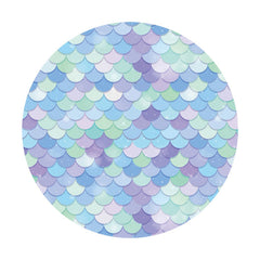 Aperturee - Purple Blue Mermaid Round Birthday Backdrops