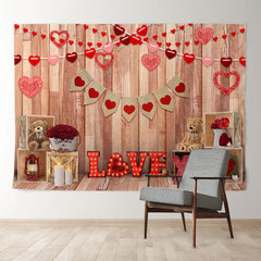 Aperturee - Reose Love Hear Teddy Happy Valentines Backdrop