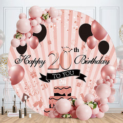 Aperturee - Rose Gold Happy 20Th Birthday Round Backdrop