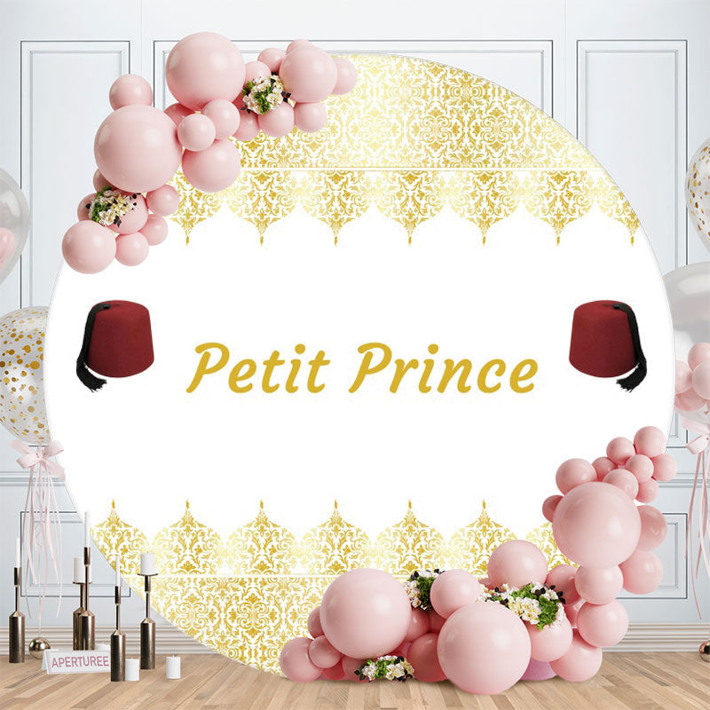 Aperturee - Round Gold Petit Prince Happy Birthday Backdrop