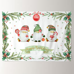 Aperturee - Santa Dolls Green Tree Christmas Birthday Backdrop