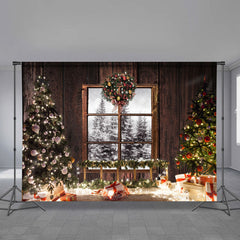 Aperturee - Shiny Light Christmas Tree Wreath Holiday Backdrop