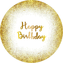 Aperturee - Simple Glitter Golden Round Happy Birthday Backdrop