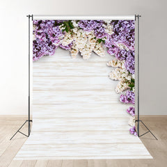 Aperturee - Simple White Wooden Floral Spring Photography Backdrop