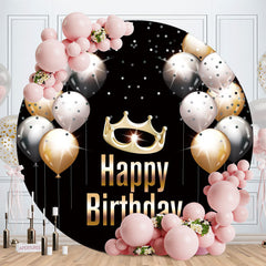 Aperturee - Sliver Gold Ballons Round Boheh Birthday Backdrop