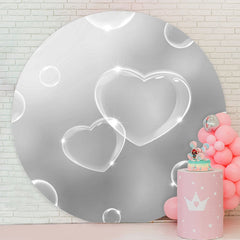 Aperturee - Sliver Love Ballon Round Birthday Party Backdrop