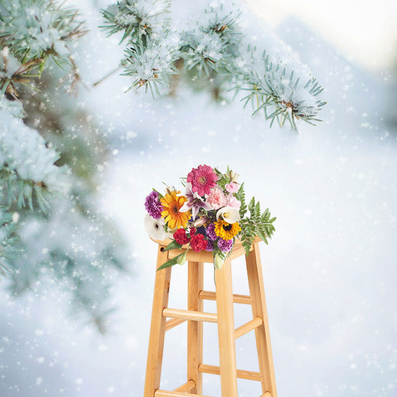 Aperturee - Snowy Tree Winter Holiday Backdrop For Portrait