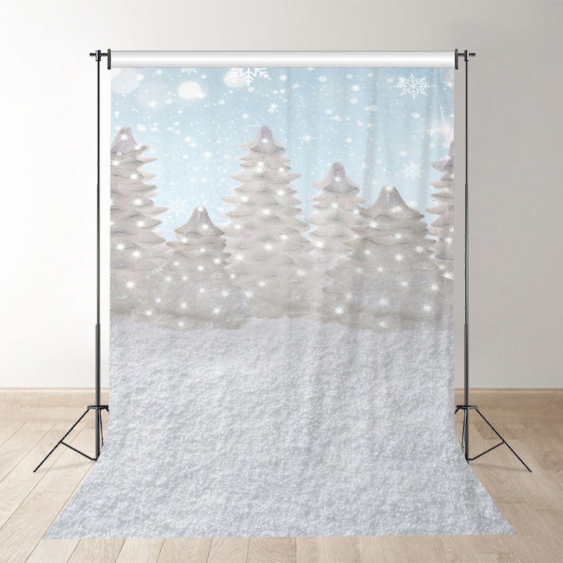 Aperturee - Snowy White Tree Winter Scene Photoshoot Backdrop