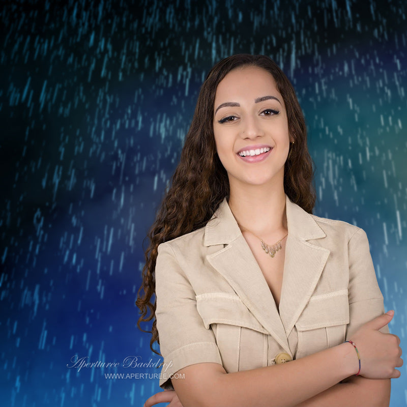 Aperturee - Storm Blue Raindrops Scene Photography Backdrop