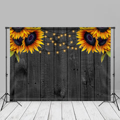 Aperturee - Sunflowers Dark Burned Wood Backdrop For Photography