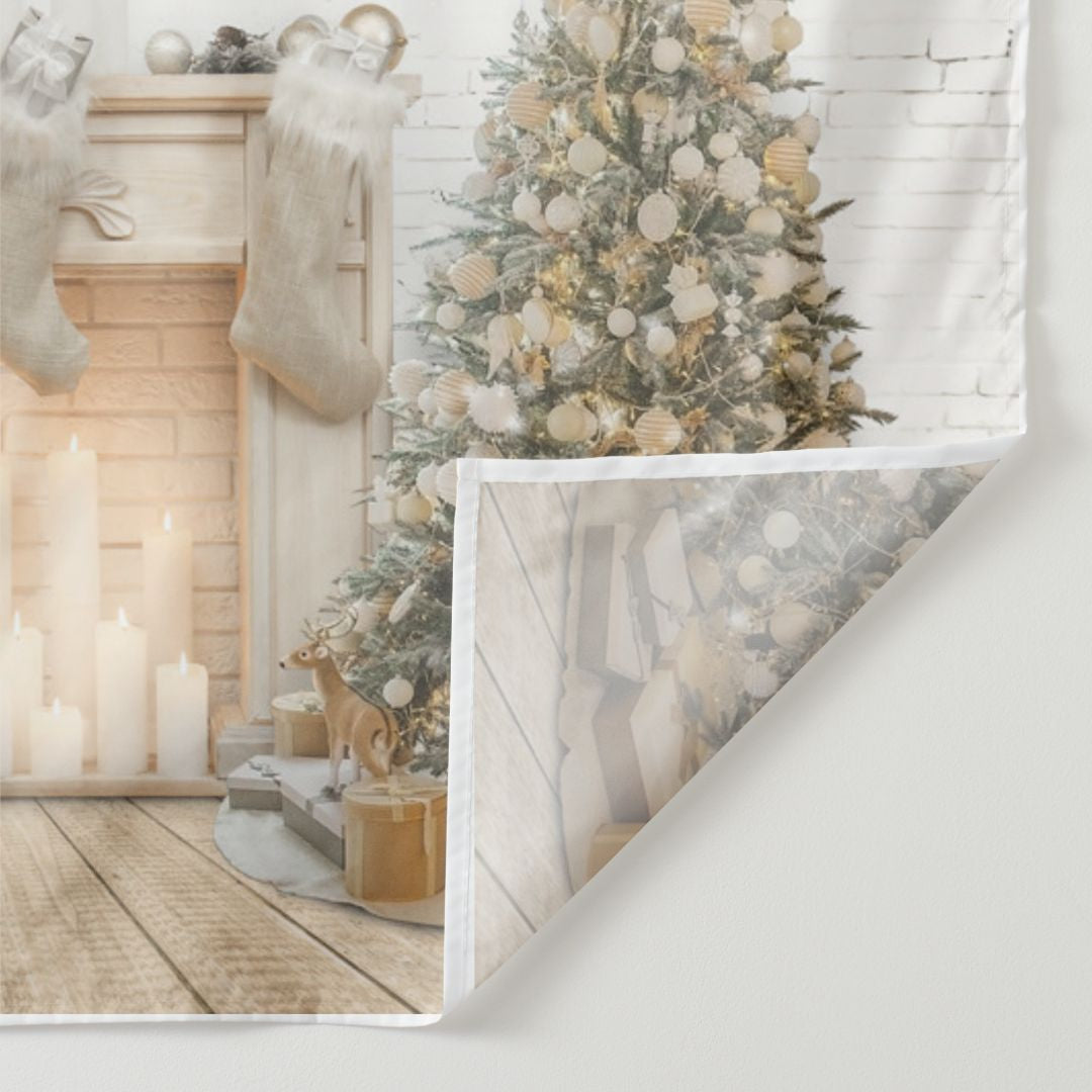 Aperturee - Sweet Fireplace Stock White Christmas Backdrop