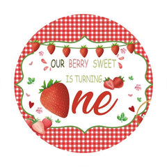 Aperturee - Sweet Strawberry Happy Birthday Round Backdrop