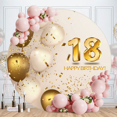 Aperturee - White Gold Ballons Round 18th Birthday Backdrop