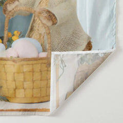 Aperturee - White Lighting Wall Floral Rabbit Easter Backdrop