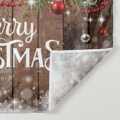 Aperturee - White Merry Christmas Wood Snowy Winter Backdrop