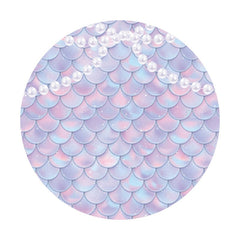 Aperturee - White Pearl Dream Mermaid Round Birthday Backdrop