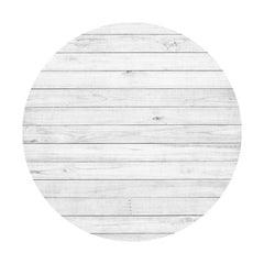 Aperturee - White Wooden Stripes Round Birthday Backdrop