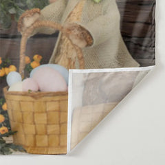 Aperturee - Wooden House Bunny Floral Happy Easter Backdrop