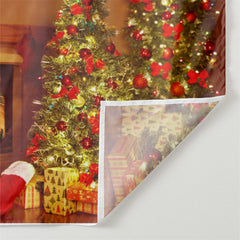 Aperturee - Xmas Tree Fireplace Light Family Photo Backdrop